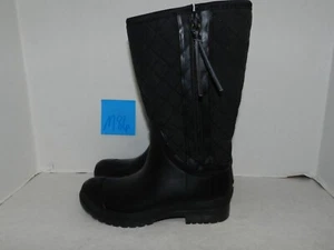 Sperry Walker Womens Sz 7 M Quilted Waterproof Rubber Rain Boots Black M86 - Picture 1 of 6