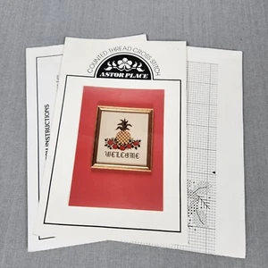 Astor Place APPLE WELCOME Counted Cross Stitch Pattern with Pineapple 1989 - Picture 1 of 5