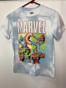 Marvel Boys Shirt Size 10/12 Blue White Graphic Tee RN 0101531 Pre-Owned - Picture 1 of 3