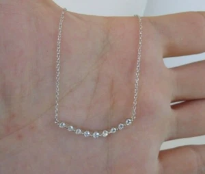 COLLIER BARRE COURBE PENDENTIF AVEC DIAMANTS DE LABORATOIRE / ARGENT STERLING 925 / 18'' - Photo 1/8