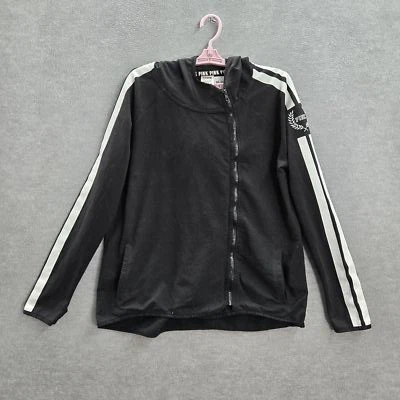 PINK Victoria's Secret Women Hoodie L Black Logo Embroidery Activewear - Image 1 of 4
