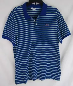 Le Tigre Mens Polo-Size Large-Dark Blue Base/Green & Light Blue Striped-EUC - Picture 1 of 4