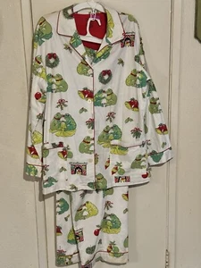 NICK&NORA Sleepwear RARE Flannel PajamaSet HTF Christmas KissingFrogs SZ XXL NEW - Picture 1 of 21