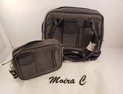👜 Vintage Moira C 2 Gray Handbag w/Shoulder Strap & Matching Sm. Handbag - New - Image 1 of 4