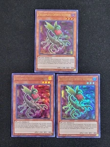 3 x YuGiOh Predaplant Ophrys Scorpio DUPO-EN066 ultra raro casi nuevo - Imagen 1 de 14