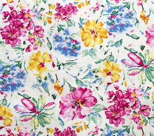 Cotton Fabric - Bright Pink & Yellow Floral - Quilting Craft Fabric Material - Picture 1 of 6