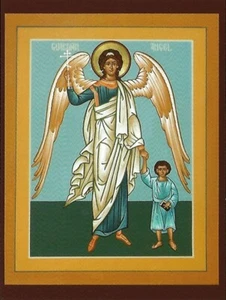 Postcard Guardian Angel Devotional Print Prayer Card Icon Unused MINT - Picture 1 of 2