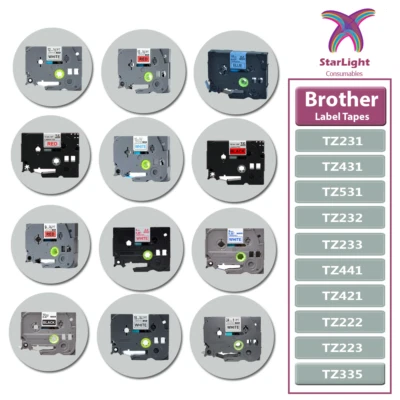 3 Pack Label Tape TZe TZ Fits For Brother P-Touch 18mm/12mm/9mm/24mm Tze-231 - Image 1 of 4