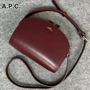 A.P.C. Half Moon leather Shoulder Bag zipper color bordeaux Wine Red from Japan - Picture 1 of 7