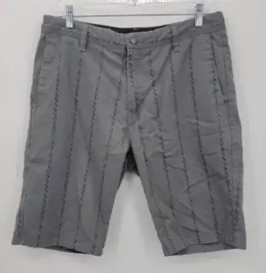 Volcom Shorts Mens 32 Gray Aztec Stripe Flat Front Bermuda Skateboard Beach - Picture 1 of 10