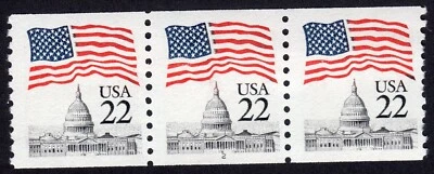 Scott #2115 Flag over Supreme Court Plate # (PNC3) Coil of 3 Stamps - MNH P#2 - Image 1 of 2