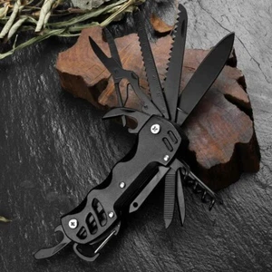 Keychain Black Swiss style Army Knife AK47 Charcoal Knife Multitool Self Defence - Picture 1 of 2
