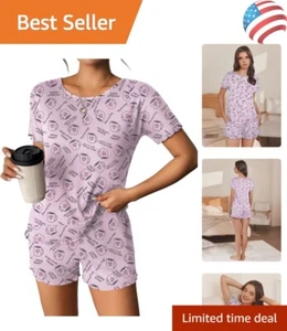 Pajama Set for Women with Pockets Short Sleeve 2 Piece Lounge Set Women Loose... - Picture 1 of 7