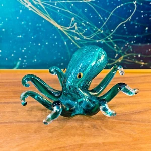 Glas Türkis Oktopus Skulptur Maritim Ornament - Bild 1 von 5