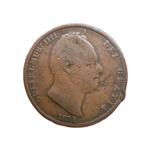 1831 King William IV Copper Half Penny. Historically Cleaned - Picture 1 of 2