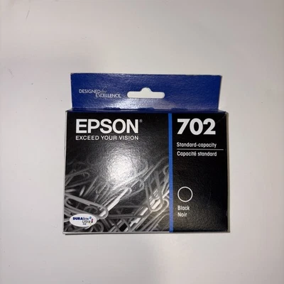 Epson 702 Black Ink Cartridge T702120 Standard Capacity Expired 03/2026 - Image 1 of 4