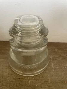 Clear Vintage Glass Telephone Pole Insulator HEMINGRAY #14-45 Made in USA Beaded - Picture 1 of 3