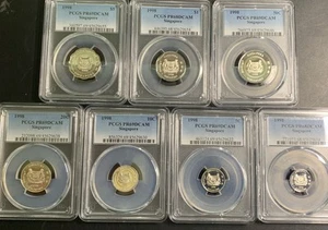 Singapore 1998 Proof Set / PCGS PR69 & 68DCAM / KmPS51 / 7 Silver Proof Gems! - Picture 1 of 8