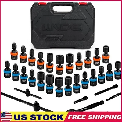 33 Piece 1/4 Drive Swivel Socket Set CR-MO Steel Wobble Ratchet Tool Kit New - Image 1 of 4