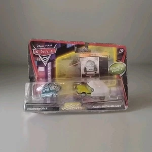 DISNEY PIXAR CARS 2 TWIN PACK - PROFESSOR Z / MOVIE MOMENTS / ACER WITH HELMET - Picture 1 of 4
