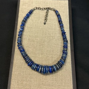 Carolyn Pollack Relios Lapis Graduated Disc Heishi Necklace Sterling - Picture 1 of 6