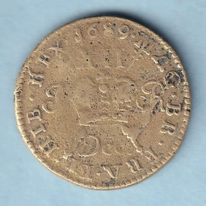 Ireland - Gunmoney. 1689 Dec : - James 11, Shilling.  Large size.  Brass - F+/ F - Bild 1 von 2
