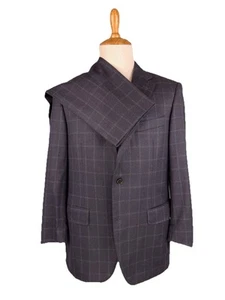 Canali 1934 Label Navy Windowpane Pattern 100% Wool Suit 52 EU / 42 US - Picture 1 of 13