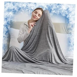Cooling Blanket Queen, Double Sided Cooling Queen 90" x 90" Grey Veined - Picture 1 of 7