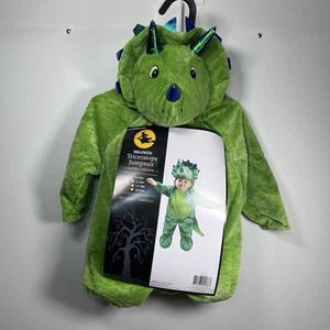 NEW Triceratops Dinosaur Costume Baby Infant 6-12 Month Green One Piece Jumpsuit - Picture 1 of 12