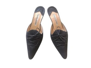 MANOLI BLANIK Mules tacco a gattino donna 36 (US 6) camoscio nero - Foto 1 di 9