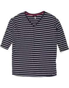 JOULES Womens Oversized Top 3/4 Sleeve UK 10 Small Navy Blue Striped BL04 - Picture 1 of 3