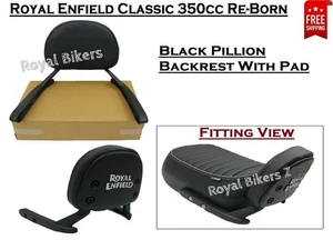 Fit For Royal Enfield Classic 350cc Reborn - "Black Passenger Backrest With Pad" - Picture 1 of 11
