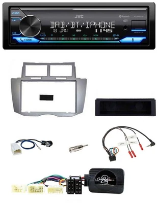 JVC Bluetooth DAB USB Lenkrad Autoradio für Toyota Yaris 2007-2011 silber - Bild 1 von 4