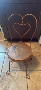 Vtg Child Size Ice Cream Parlor Chair Soda Fountain Teddy Bear Chair Metal Wood - Picture 1 of 6