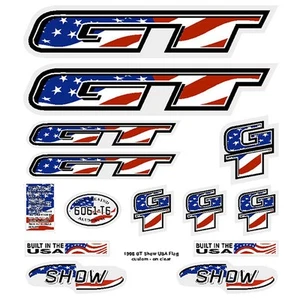 GT - 1998 Show - CUSTOM USA FLAG decal set on clear - Old school bmx - Picture 1 of 1