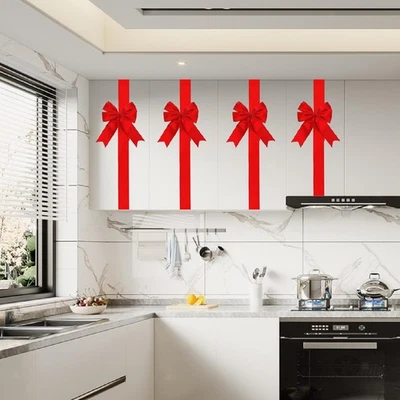 4x Christmas Cabinet Door Bows Festival Decoration for Indoor Kitchen - Image 1 of 4