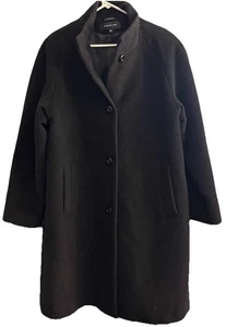 Jones Of New York Damengröße 18 W schwarz Wollmischung Knopf mittellanger Mantel 40 "Lg - Bild 1 von 7