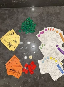 VINTAGE MONOPOLY GAME PIECES, DICE, HOTELS, ALL CARDS! - Picture 1 of 9