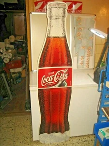 ca 1,9 Mtr Coca Cola Kontur Flasche Werbeaufsteller Werbung Aluminium Schild  - Bild 1 von 4