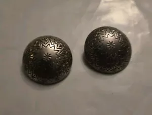 Navajo Vintage Stamped Concho Statement Earrings - Picture 1 of 3