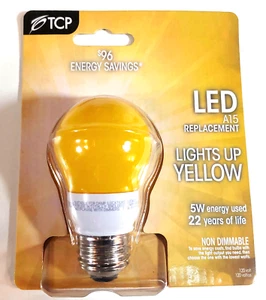 TCP 40-Watt A15 Yellow Long-Life LED Bug Light Bulb, Non-Dimmable - New - Picture 1 of 2