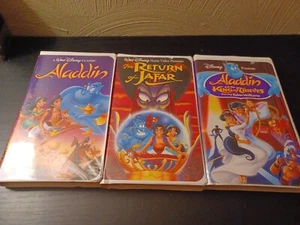Aladdin set VHS ALADDIN, RETURN OF JAFAR & KING OF THIEVES 3 VHS Tape Lot. 2/23 - Picture 1 of 5