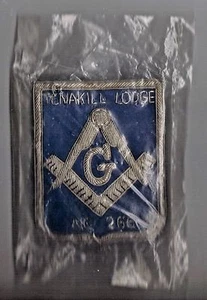 Vintage MASONIC Bullion Thread 3-Pin Badge TENAKILL LODGE NO. 266 New Jersey NOS - Picture 1 of 2