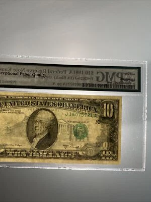 1981A $10 Dollar FRN PMG  55 Huge Misaligned  Printed Fold Error UNC！Beautiful！！ - Image 1 of 4