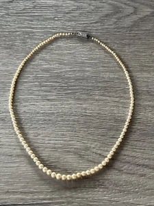 Collier Ancien imitation perles - fermoir argent - Picture 1 of 4