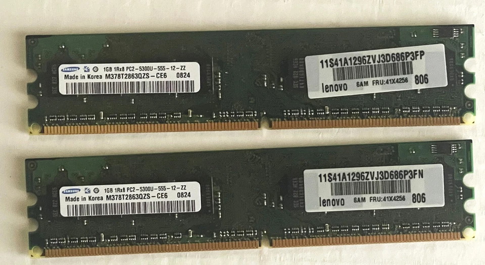 Lote Memoria RAM Samsung 1GB 1RX8 PC2-5300U-555-12-ZZ - Imagen 1 de 1