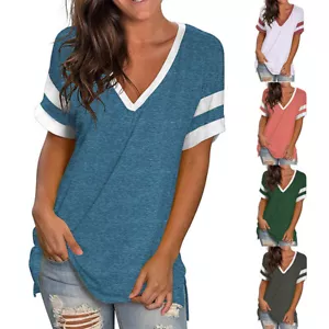 Women's Shirt Tees T-Shirt Tunic Tops Pullover V-neck Long Loose Women Plus Si - Picture 1 of 28