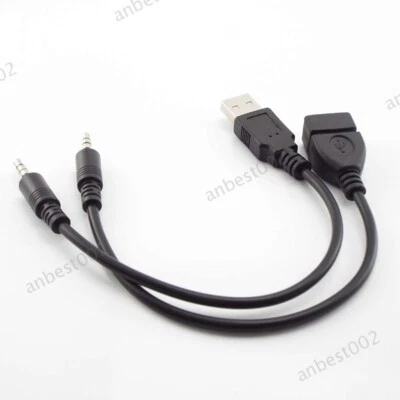 Aux converter 3.5mm male Cable To USB female Car Audio Cable OTG wire cord - Image 1 of 4