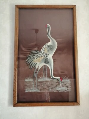 Magnifique tableau tissé main 1960 indochine - Photo 1/3