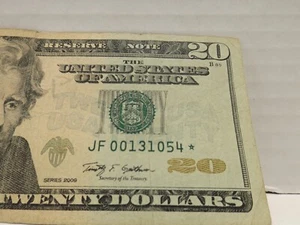 20 Dollar Bill Star Note JF 00131054 Year 2009 - Picture 1 of 4